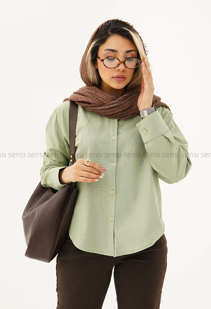 شومیز لینن بغل چاک کد1005239